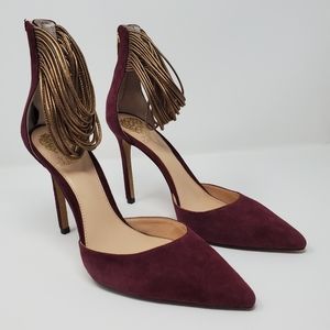 Vince Camuto Wine red and gold pumps